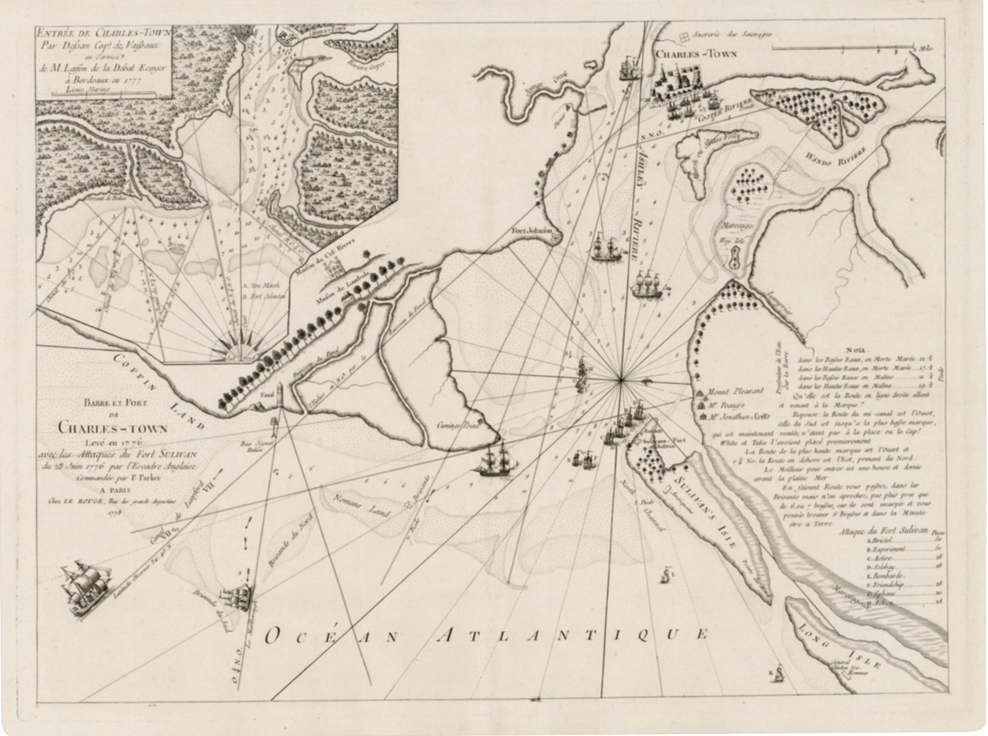 Barre et Port de Charles-Town — Degban, Capne. de Vaissaux; published by Georges-Louis Le Rouge, Paris