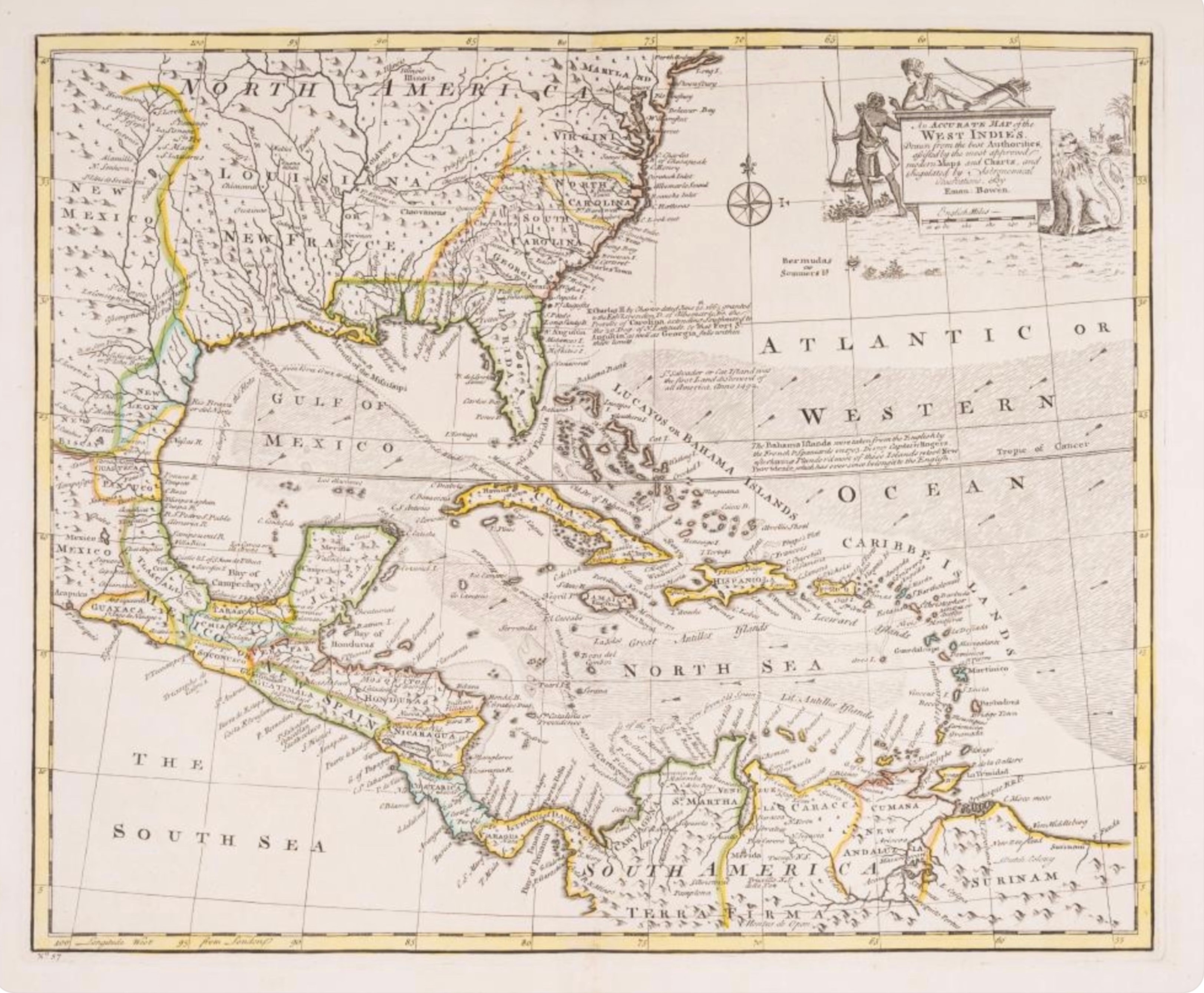 An Accurate Map of the West Indies — Emanuel Bowen